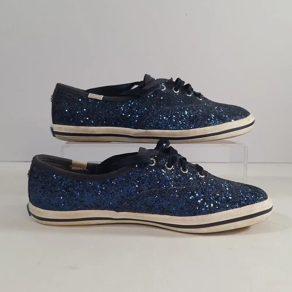 Keds X Kate Spade sz 6 Blue Glitter Women's Sneakers Casual Classic Preppy